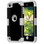 Case for iPod Touches Cases 6th Generation for iPod Touch 5 6 Case, CheerShare Dual Layered 3 in 1 Case for iPod Touch 5 6th Generation (Black + Gray)