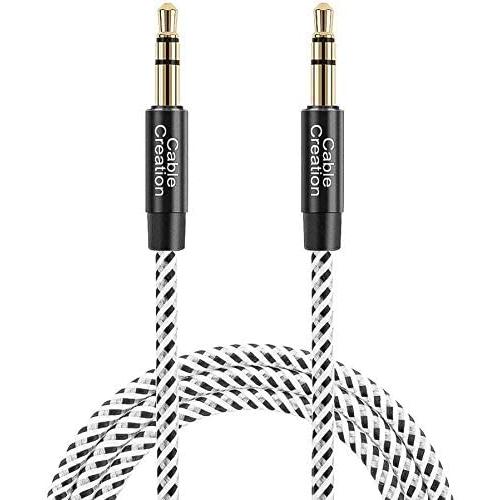 CableCreation Aux Cable for Car, 3.5mm Male to Male Stereo Aux Cord [Hi-Fi Sound，Cotton Braided] Compatible with Headphone, Phone, 2018 Mac Mini, Microsoft Surface Dock, Car Stereo & More, 1.5FT