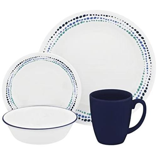 Corelle Livingware 16-Piece Dinnerware Set, Ocean Blues, Service for 4