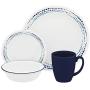 Corelle Livingware 16-Piece Dinnerware Set, Ocean Blues, Service for 4