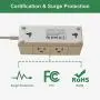 EyGde Power Strip Surge Protector with 6 Outlet Extender (3 Sided) and 4 USB Ports, Outlet Splitter with 4.5ft Extension Cord, Overload Surge Protection Sockets, Wall Mount for Home, Office (White)