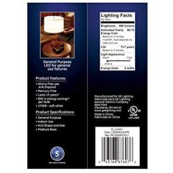 GE LED Light Bulb, A19, 40-Watt Replacement, Soft White, 4-Pack LED Light Bulbs, Medium Base, Dimmable