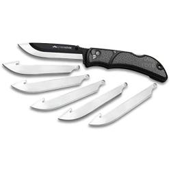 Outdoor Edge 3.5'' RazorLite EDC - Replaceable Blade Folding Knife with Pocket Clip and One Hand Opening for Everyday Carry (Gray, 6 Blades)