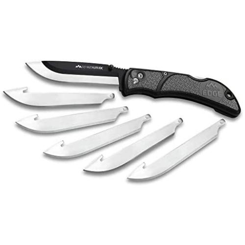 Outdoor Edge 3.5'' RazorLite EDC - Replaceable Blade Folding Knife with Pocket Clip and One Hand Opening for Everyday Carry (Gray, 6 Blades)