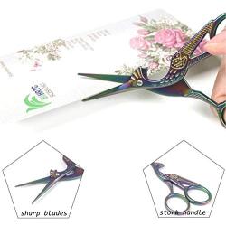 BIHRTC 2 Pairs 4.5 Embroidery Scissors Stainless Steel Sharp Tip Classic Bird Scissors Colorful Stork Scissors Craft Shears Scissors for Cutting Paper Needlework Craft, Needle Work, Art Work