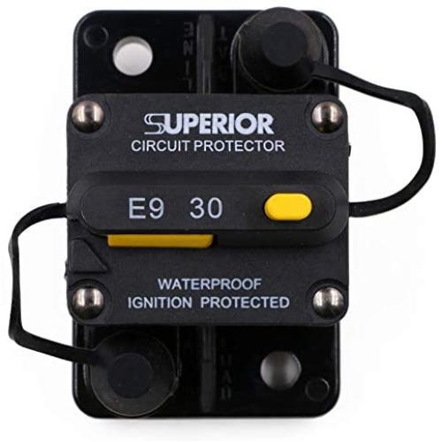 T Tocas 30 Amp Surface-Mount Circuit Breakers with Manual Reset, 12V- 48V DC, Waterproof (30A)
