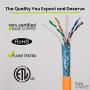 trueCABLE Cat6 Shielded Riser (CMR), 1000ft, Orange, 23AWG Solid Bare Copper, 550MHz, ETL Listed, Overall Foil Shield (FTP), Bulk Ethernet Cable