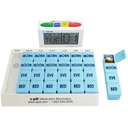 e-Pill 4 Alarm MedCenter Talk with 7 Day x 4 Compartments per Day Weekly Pill Organizer - Large