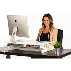 Adjustable Standing Desk Riser | 32'' Wide White Adjustable Desk Sit Stand Up Desk Fits Dual Monitors (32'' Wide)