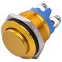 APIELE 16mm Momentary Push Button Switch High Round Cap Waterproof Aluminum Shell High Flush Screw Terminals 250V AC 5A 12V 36V DC 2A 1NO SPST (Yellow)