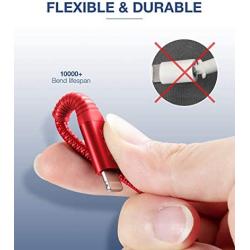 Lightning iPhone Charger Cable 2-Pack 6ft, JSAUX[Apple MFi Certified] Nylon Braided USB Fast Charging Cord Compatible with iPhone X Xs XR / 8/8 Plus / 7/7 Plus / 6 /6S Plus / 5 /5S / iPad(Red)