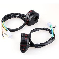 Keenso 2PCS Universal 7/8'' Motorcycle Handlebar Left and Right Side Headlight Hazard Width Lamp Horn Turn Signal Light High/Low Beam Switch