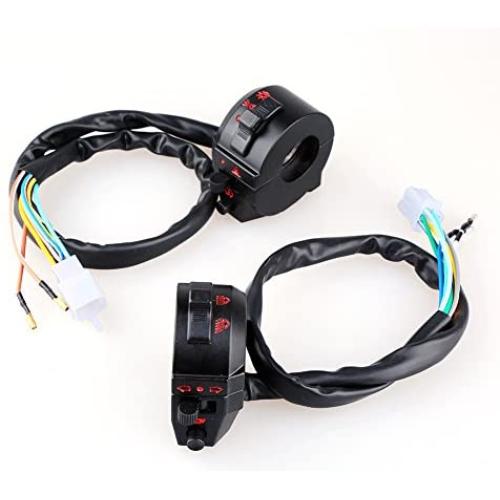 Keenso 2PCS Universal 7/8'' Motorcycle Handlebar Left and Right Side Headlight Hazard Width Lamp Horn Turn Signal Light High/Low Beam Switch