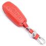 Royalfox(TM) 4 5 Buttons Leather Smart keyless Entry Remote Key Fob case Cover Keychain for Ford Mustang F-150 F-450 Explorer Taurus Fusion Edge,Lincoln MKZ MKC MKX (Leather red)