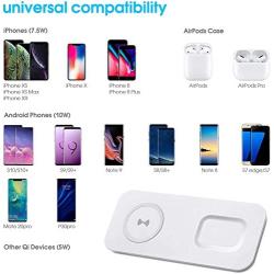 2 in 1 Wireless Charger, Wireless Charging Station, iPhone 12/11 Series/XS MAX/XR/XS/X/8/8 Plus/Samsung, Wireless AirPods/AirPods Pro Charger, White