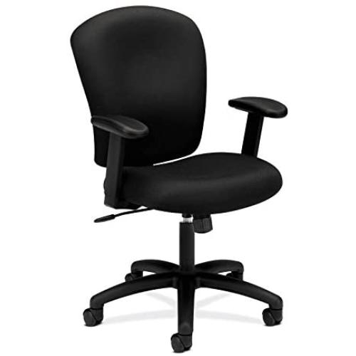 HON HVL220.VA10 Mid Back Task Chair - Fabric Computer Chair with Arms for Office Desk, Black (HVL220)