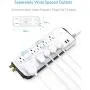 BESTEK 10-Outlet 6 Feet Extension Cord 4000 Joules Power Strip with USB 15A 1875W Surge Protector with Dual 2.4A USB Charging Port Desktop Charging Station, Wide Spaced Outlet for Large Plug