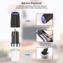 JOBKIM Gravity Electric Pepper Grinder set of 2, Automatic Salt and Pepper Mill Grinder, Battery Powered, Adjustable Roughness, Blue LED Light, Stainless Steel with One Hand Operation