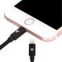 vCharged Black 2 FT Short MFi Certified Lightning Cable Nylon Braided USB Charger Compatible with Latest iPhone, iPad & AirPods
