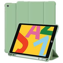iPad 8th Generation/7th Gen Case with Pencil Holder, 10.2 Inch iPad Case for Kids, Slim Trifold Stand Full Body Protective Smart Cover for iPad 8 Gen 2020 & 7 Gen 2019 - Green