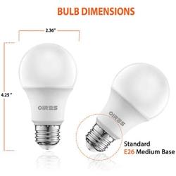 Oires 60W Equivalent LED Light Bulb 800 Lumens A19 Shape 5000K Daylight Non-Dimmable UL Listed 9 Watt E26 Base Suitable for use in Enclosed Fixtures & Damp Locations (6 Pack)