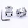 Taiss 5Pcs Silver 4mm(0.16″) Bore 20 Teeth GT2 Belt Pulley for 3D Printer 6mm Width 20T Timing Belt Aluminum Belt Pulley (Screw Wrench Included) F020-W-4