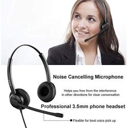 Sinseng Phone Headset for Computer, 3.5mm Telephone Headphones with Noise Canceling Microphone for Call Center Office, Cell Phone Headset Compatible with iPhone Samsung Huawei BlackBerry Smartphones