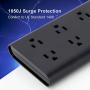 WANDOFO 2 Prong Power Strip, Polarized 2 Prong to 3 Prong Outlet Adapter with 5V 3.1A USB, 6ft Long Extension Cord, 1050J Surge Protector, Wall Mountable, Ideal for Non-Grounded Outlets, Black