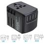 International Travel Adapter, Worldwide Travel Charger with 4 USB Ports Power Converters for EU, UK, US, USA, AU, Europe & Asia, All-in-one Universal Wall Plug Multi-Outlets Electrical Adaptor