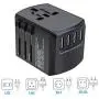 International Travel Adapter, Worldwide Travel Charger with 4 USB Ports Power Converters for EU, UK, US, USA, AU, Europe & Asia, All-in-one Universal Wall Plug Multi-Outlets Electrical Adaptor