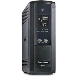 CyberPower BRG1500AVRLCD Intelligent LCD UPS System, 1500VA/900W, 12 Outlets, AVR, Mini-Tower, 5-Year Warranty,Black