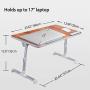 [Large Size] Neetto Height Adjustable Laptop Bed Desk, Portable Laptop Table Standing Desk, Sofa Breakfast Tray With Foldable Legs, Notebook Stand Reading Holder for Couch Floor Kids - American Cherry