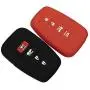 Lcyam Black Red Soft Material Silicone 4 Buttons Key Fob Cover Case Fits for 2019 2020 2021 Toyota RAV4 XLE Camry Hybrid XSE Corolla Avalon Smart Key