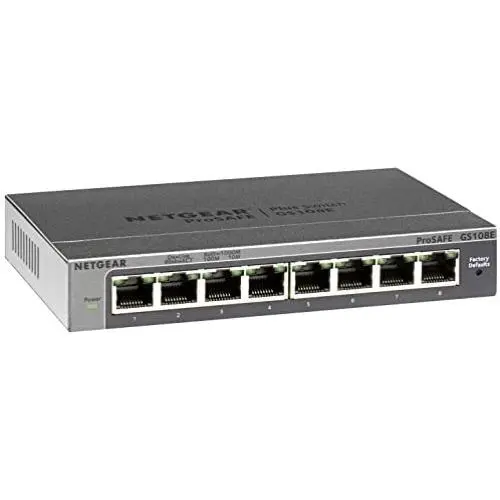 NETGEAR 8-Port Gigabit Ethernet Plus Switch (GS108Ev3) - Desktop, and ProSAFE Limited Lifetime Protection