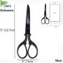 BIHRTC Small Embroidery Scissors 5 Inch Black Scissors Stainless Steel Handled Professional Dressmaking Sewing Scissors Shears for Fabric Needlework Art Work Offic Craft Scissors