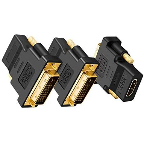 DVI to HDMI Adapter, CableCreation 3-Pack Bi-Directional DVI-D(24+1) Male to HDMI Female Converter,HDMI to DVI Adapter,Support 1080P 3D for PS3,PS4,TV Box,Blu-ray,Projector,HDTV