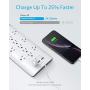 Anker Power Strip Surge Protector, 12 Outlets & 3 USB Ports with Flat Plug, PowerPort Strip With 8ft Extension Cord, PowerIQ for iPhone XS/XS Max/XR/X, Galaxy, for Home, Office, and More (4000 Joules)