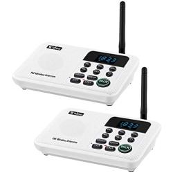 Wuloo Intercoms Wireless for Home 1 Mile Range 22 Channel 100 Digital Code Display Screen, Wireless Intercom System for Home House Business Office, Room to Room Intercom Communication(2Station, White)