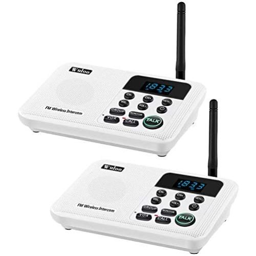 Wuloo Intercoms Wireless for Home 1 Mile Range 22 Channel 100 Digital Code Display Screen, Wireless Intercom System for Home House Business Office, Room to Room Intercom Communication(2Station, White)