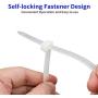 100 Pack KOOWIN 12 Inch 50 Lbs Tensile Strength Self-Locking Eco-Friendly Nylon Plastic Cable Zip Ties Heavy Duty White Wire Tie Wraps for Home, Office, Garden, Garage, Workshop (Medium, 100pcs)