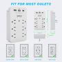 USB Wall Outlet, Surge Protector with 6 Outlet Extender 6 USB (USB-C 3.1 A 2 USB-A), Multi Plug Outlet Extender, USB Wall Charger, Wall Plug Adapter with Phone Holder for Office Home