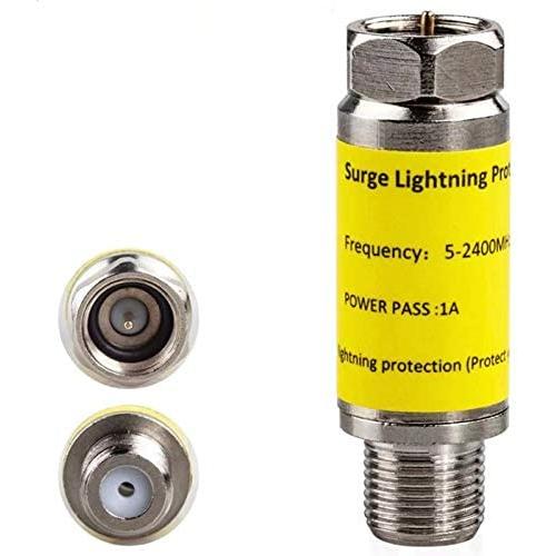 Coaxial Surge Protector for Cable TV,Surge Lightning Protector for Coaxial TV Antenna and Satellite in-Line 75 ohm 5-2400MHz