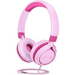 Kids Headphones Girls, Mpow CHE1 Wired Headphones for Kids Teens Children with Volume Limit 94dB, Foldable Adjustable On Ear Headphones for School, Travel, Compatible with Cellphones, Tablets, PC
