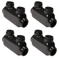 (4 Pack) Morris Item 97020 Black Insulated in-Line Splice Connector – 2/0-6 Wire Range, 3/16 Allen Hex – 3.55”L x 0.96”W x 2.05”H –Pre-Filled, Easy Entry, Rubber Vinyl Coating, 2 Set Screws