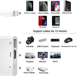 HDMI Adapter, 3 in 1 USB Camera Adapter with 1080P Digital AV HDMI Adapter + Charging Splitter, Support USB Flash Drive, MIDI Keyboard, Mouse, Ethernet Adapter