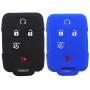 Ezzy Auto Black and Blue Silicone Rubber Key Fob Case Key Cover Key Jacket Skin for Enclave Colorado Silverado 1500 Suburban Tahoe Yukon Sierra 1500