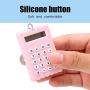 Serounder Mini Calculator, Portable Pocket Candy Color PVC 8 Digits Electronic Calculator with Silicone Buttons and Keychain Buckle for Children Students(Pink)