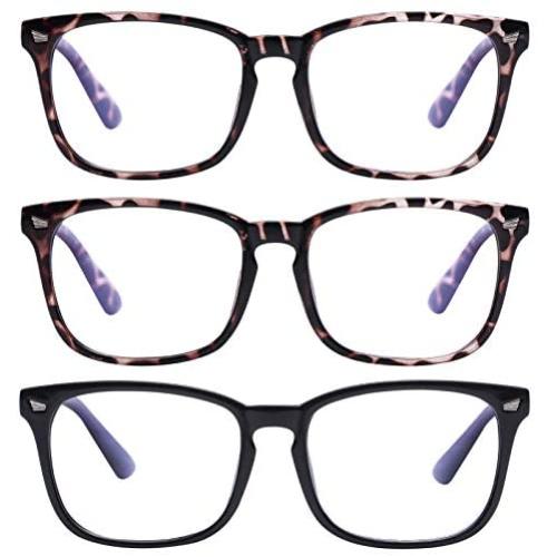 AIMADE Unisex Blue Light Blocking Glasses Blue Filter Computer Glasses (Anti Eye Eyestrain) Gaming Glasses for Women Man (3pc-Leopard-Leopard-Black)