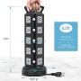 Power Strip Surge Protector Tower JACKYLED Electric Charging Station 13A 18 AC Outlets 4 USB Ports with 16AWG 6.5ft Heavy Duty Extension Cord for Home Office Computer Laptop Black Grey