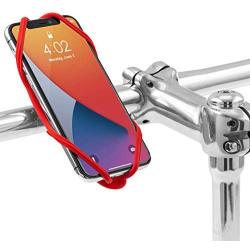 Bone Bike Tie 4 Bike Phone Mount for Handlebar, Bicycle / Motorcycle Universal Cell Phone Holder for 4.7'' - 7.2'' , Face ID Compatible, Ultra Light Silicone Bike Accessories -Red